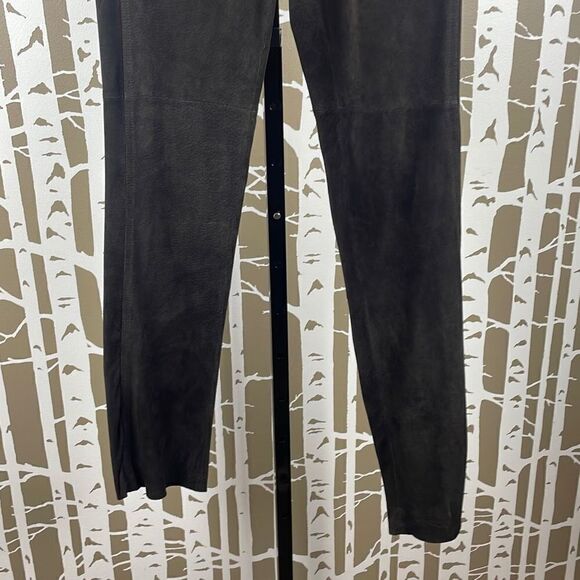 DKNY Skyline Suede Leather Pant 2 Dark Brown - Picture 10 of 14